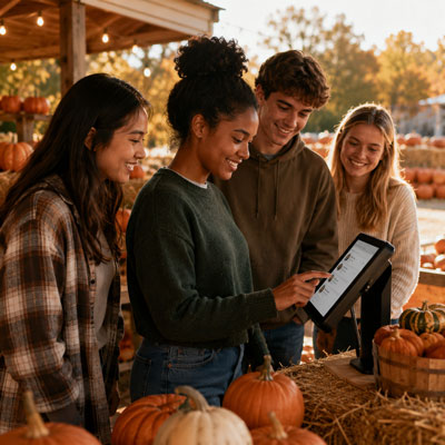 Seasonal staff checking in at a farm